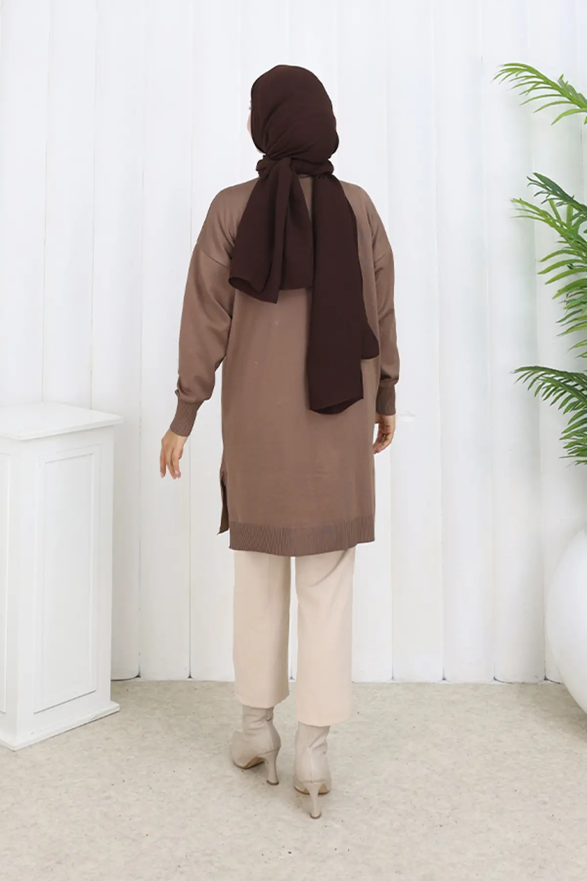 Taşlı Baklava Desenli Uzun Hırka-detail