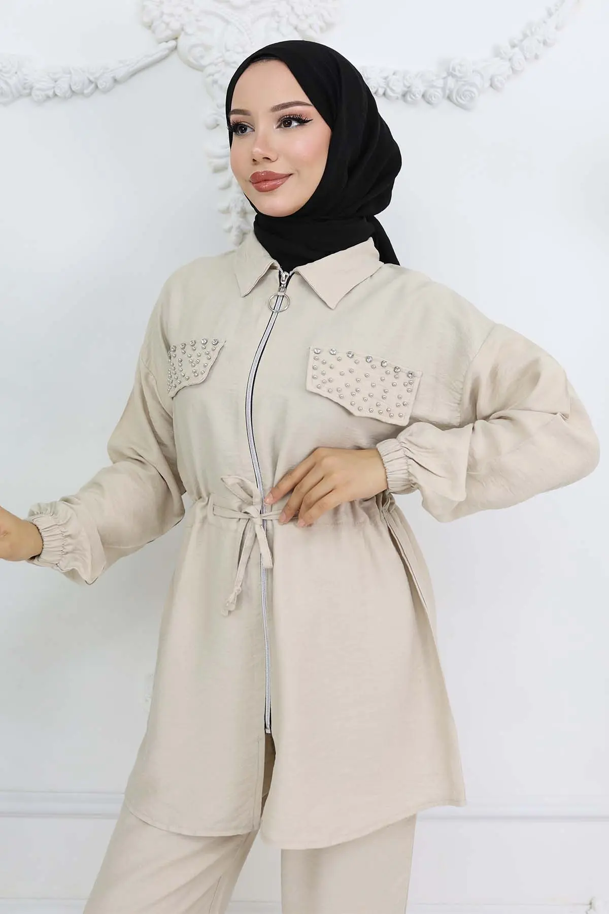 Taşlı Keten Airobin Takım Taş Rengi 4766-detail