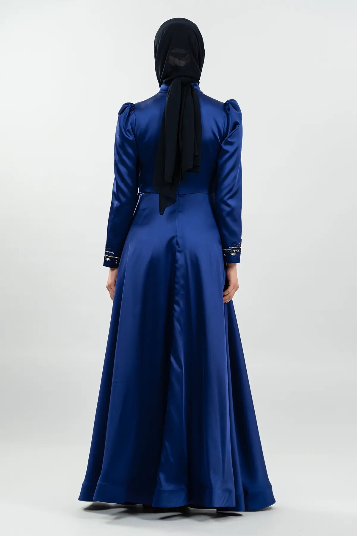 Taşlı Saks Tesettür Abiye-detail