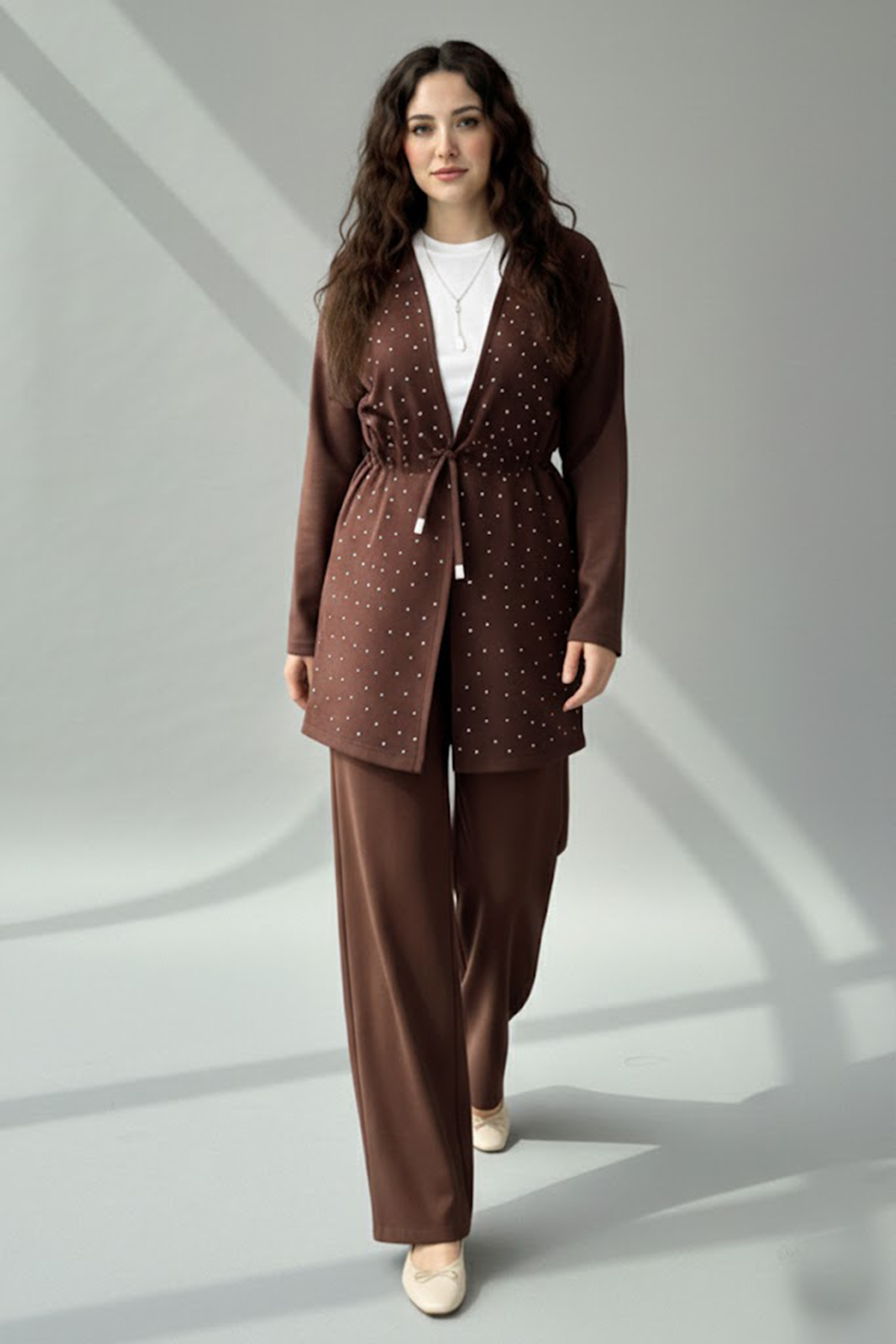 Stone Embellished Hijab Two-piece Set