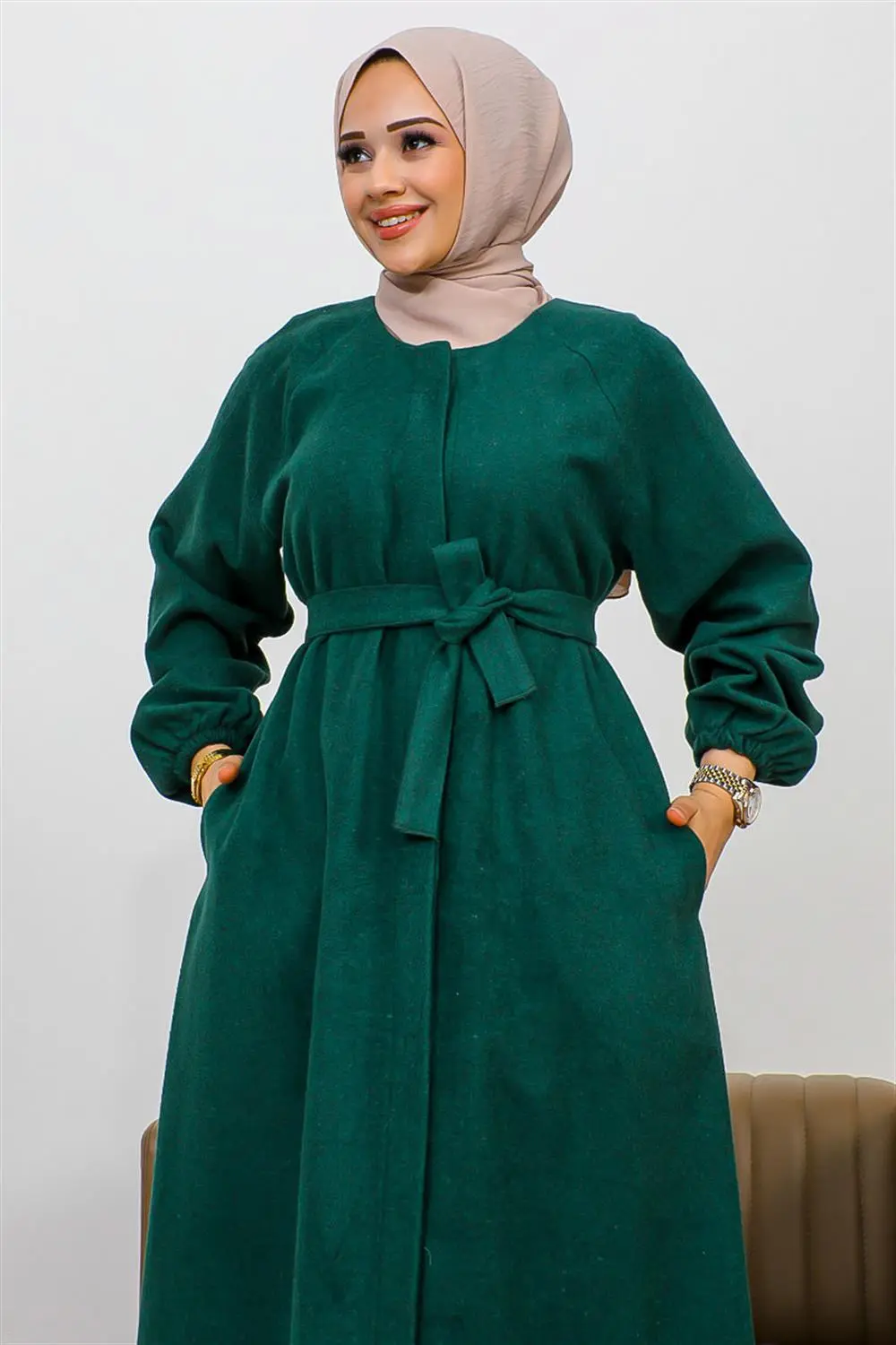 Tesettür Kaşe Kap Zümrüt Yeşili-detail