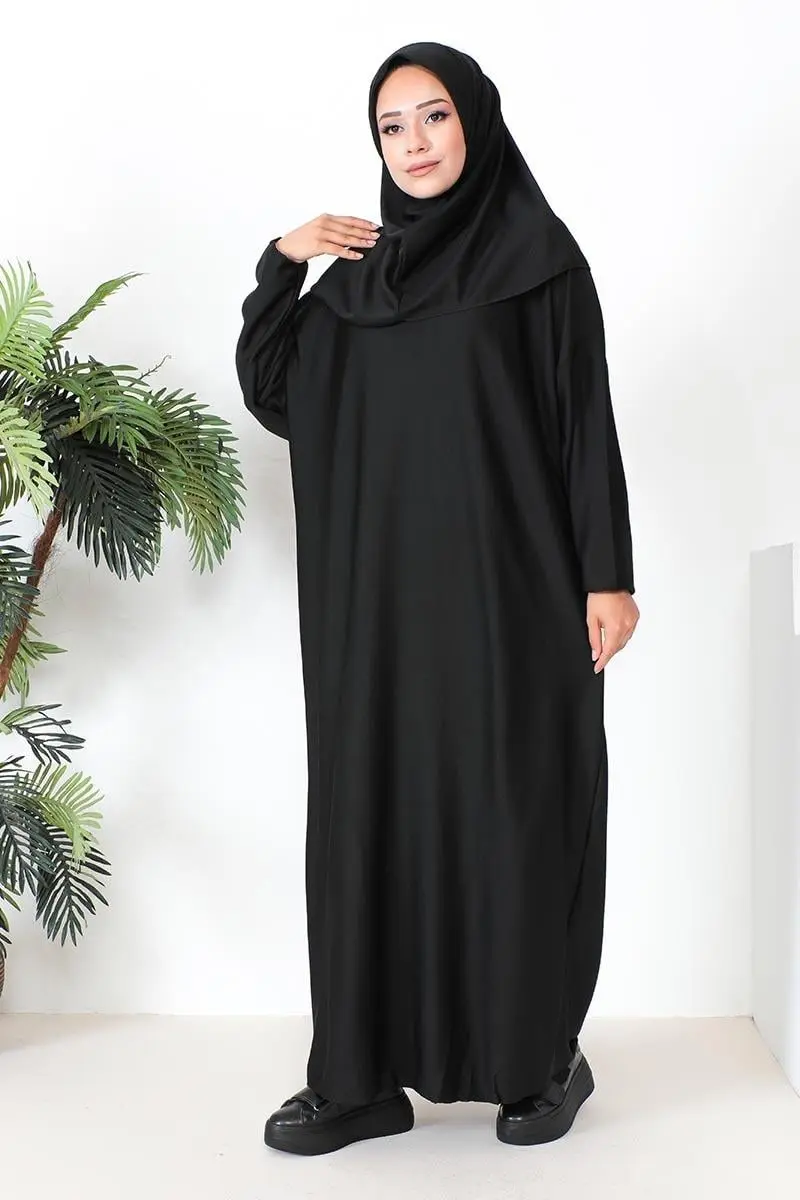 Tesettür Namaz Elbisesi Siyah-detail