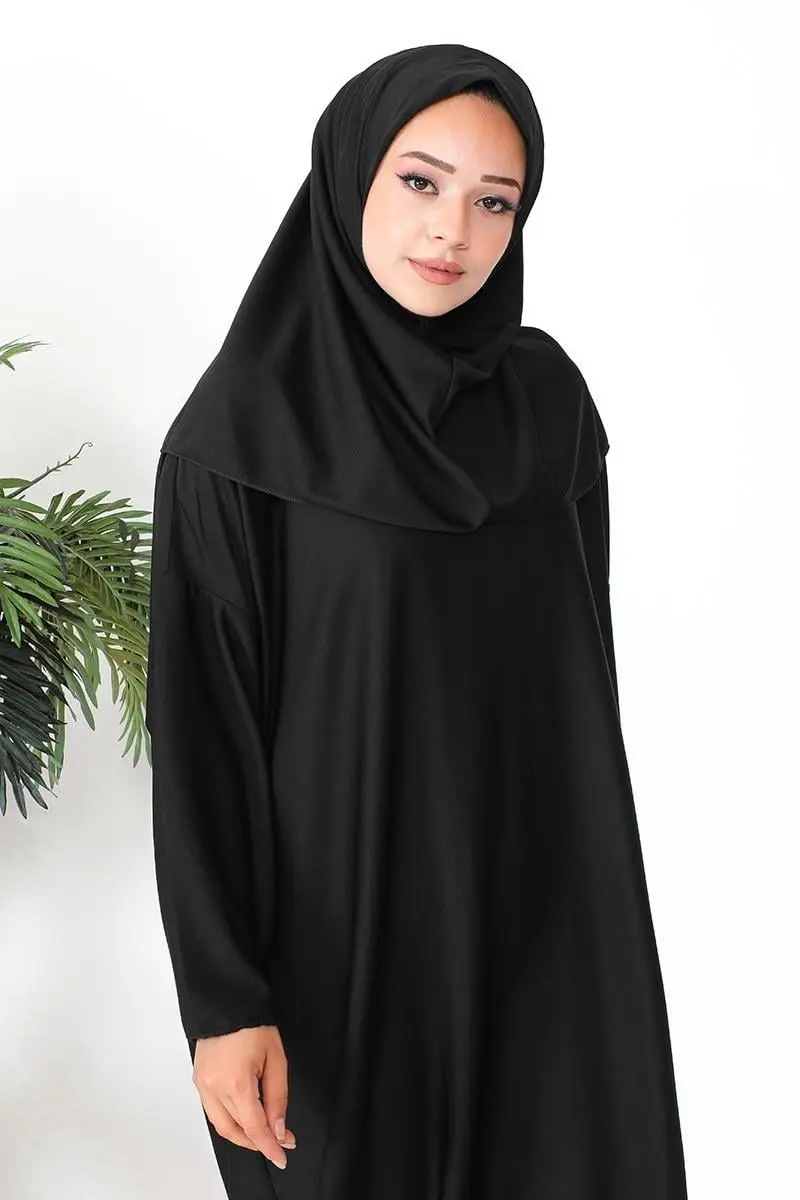 Tesettür Namaz Elbisesi Siyah-detail