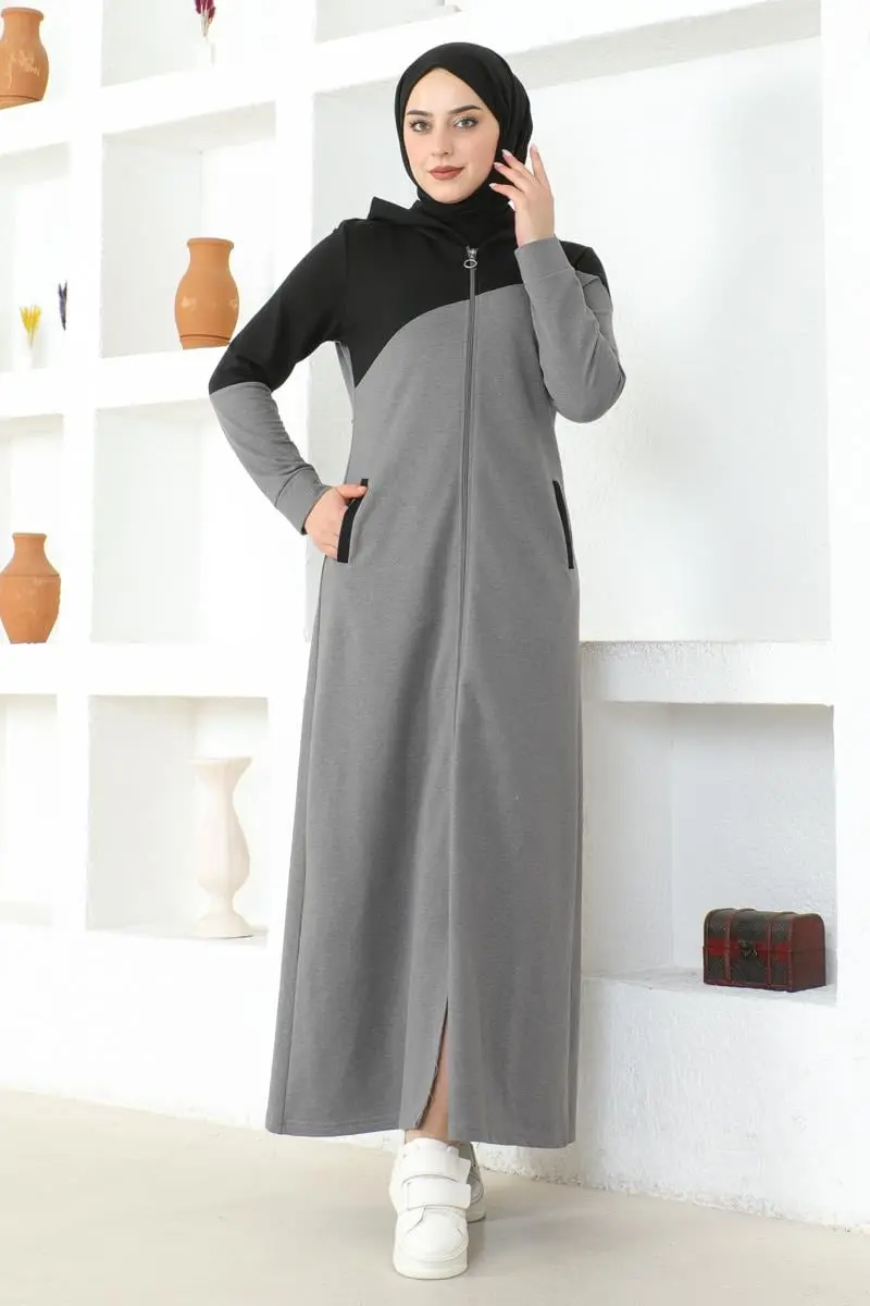 Tesettür Spor Ferace Gri-detail