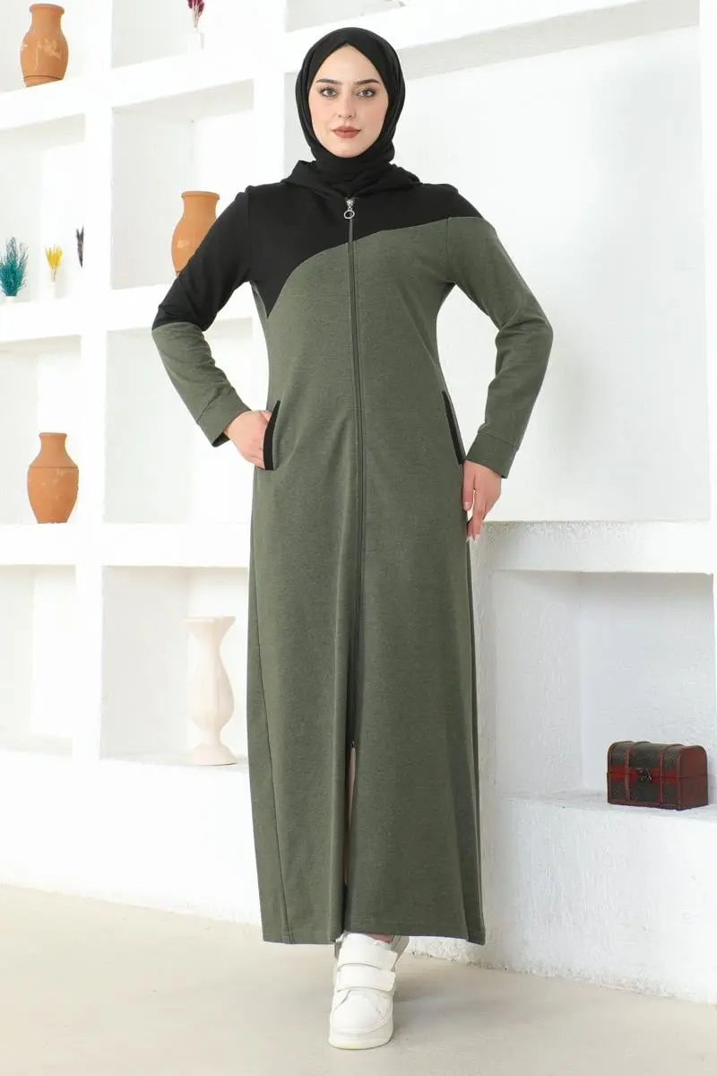 Tesettür Spor Ferace Haki-detail