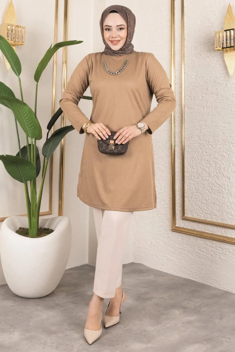 Tesettür Tunik Vizon-detail