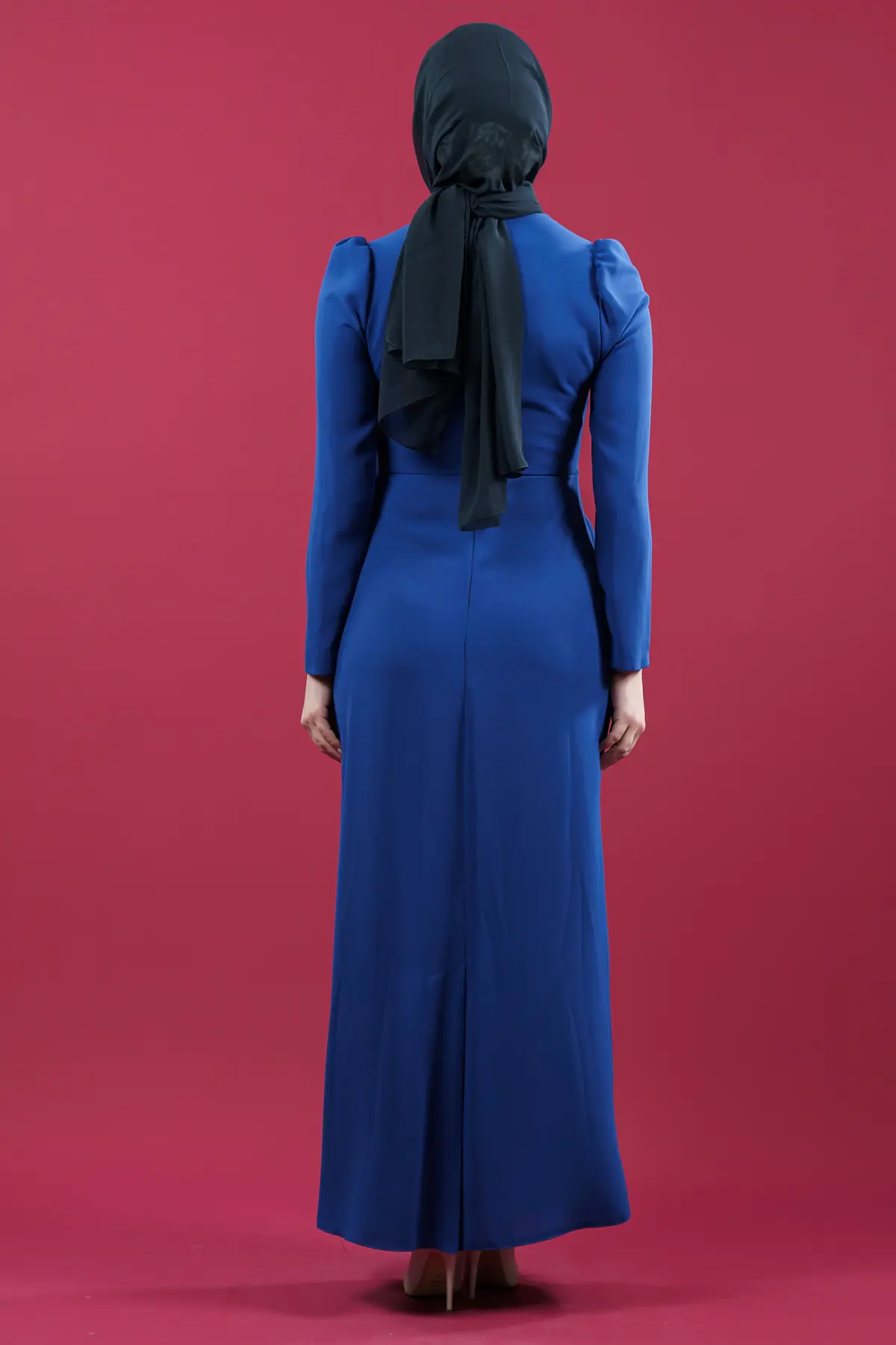 Hijab Evening Dress With Side Strip Stone Detail-detail