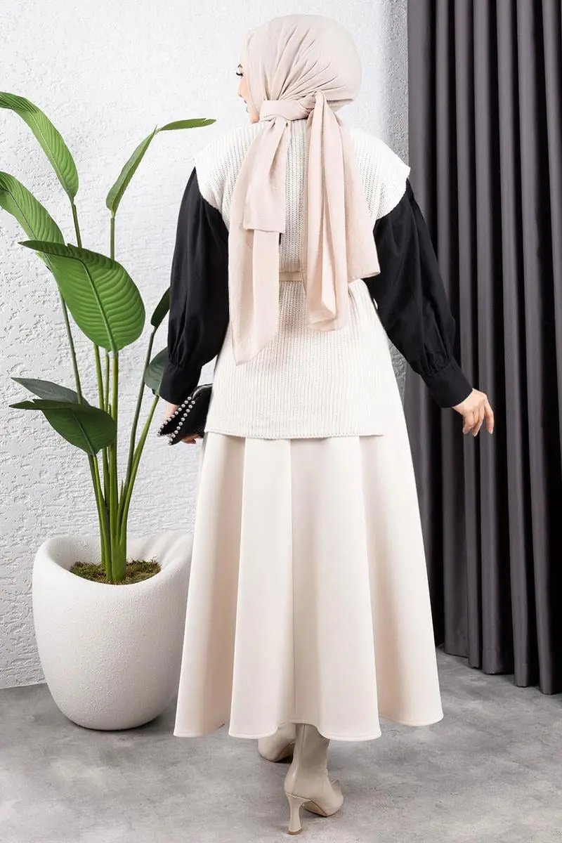 Triko Süveter Bej-detail