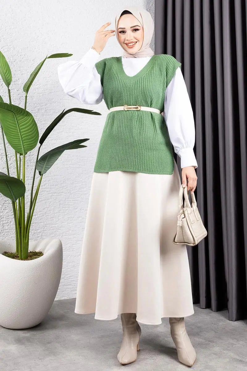 Triko Süveter Çagla Yeşili-detail