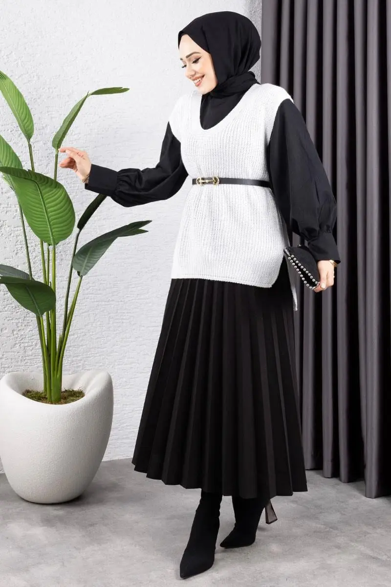 Triko Süveter Ekru-detail