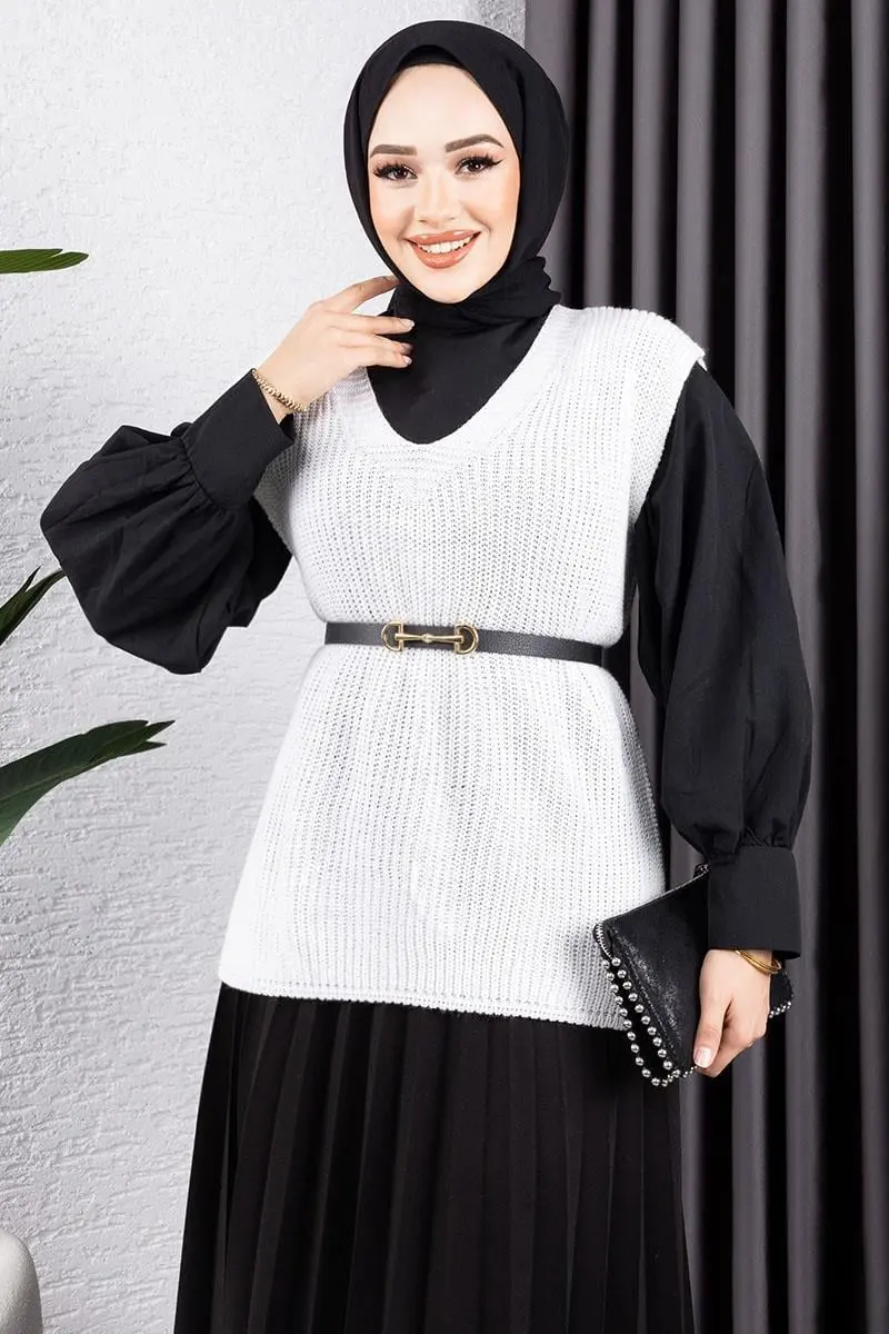 Triko Süveter Ekru-detail