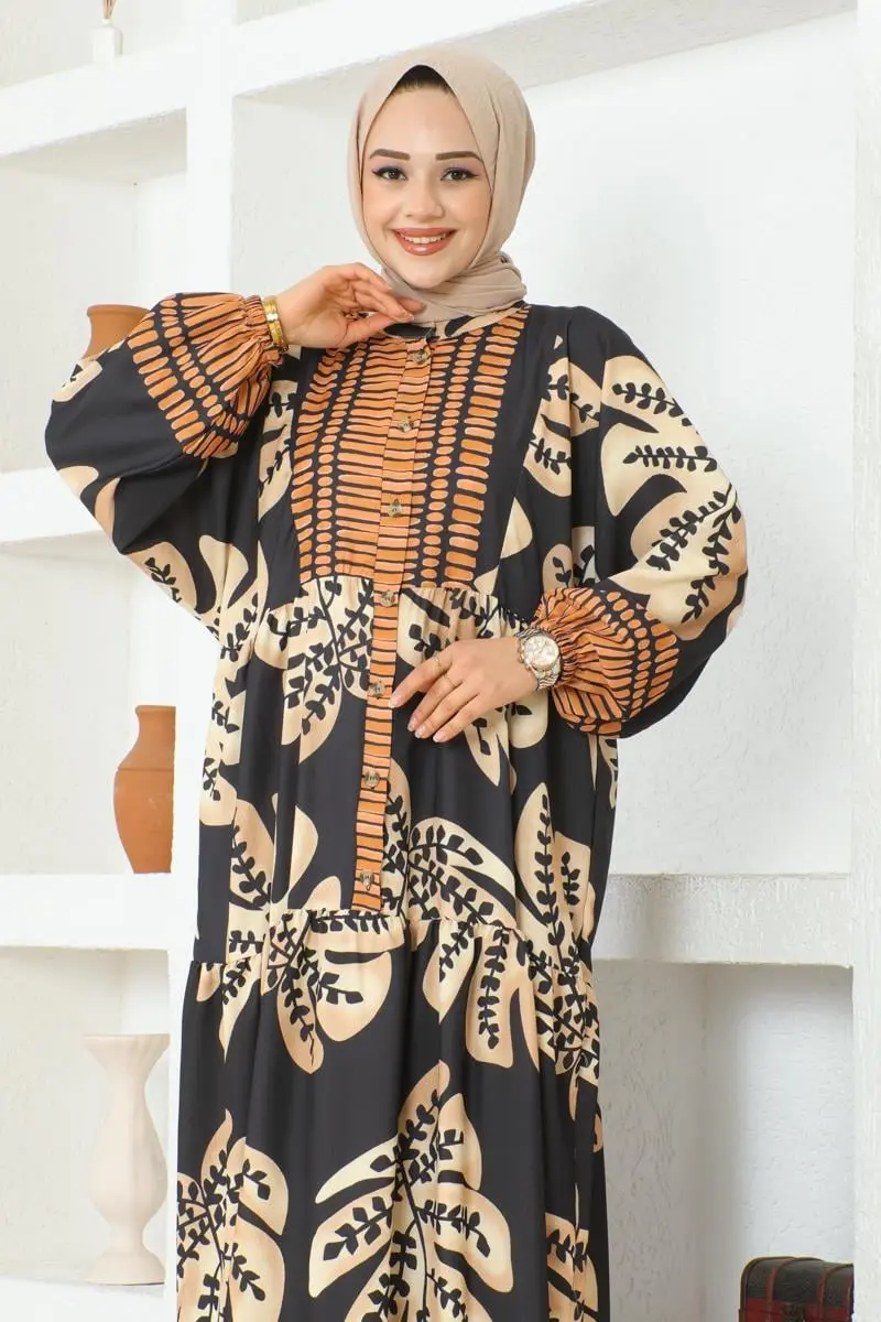 Tropical Patterned Hijab Dress