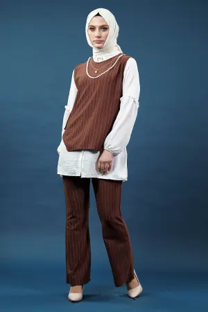 Üçlü Çizgili Takım Kahverengi