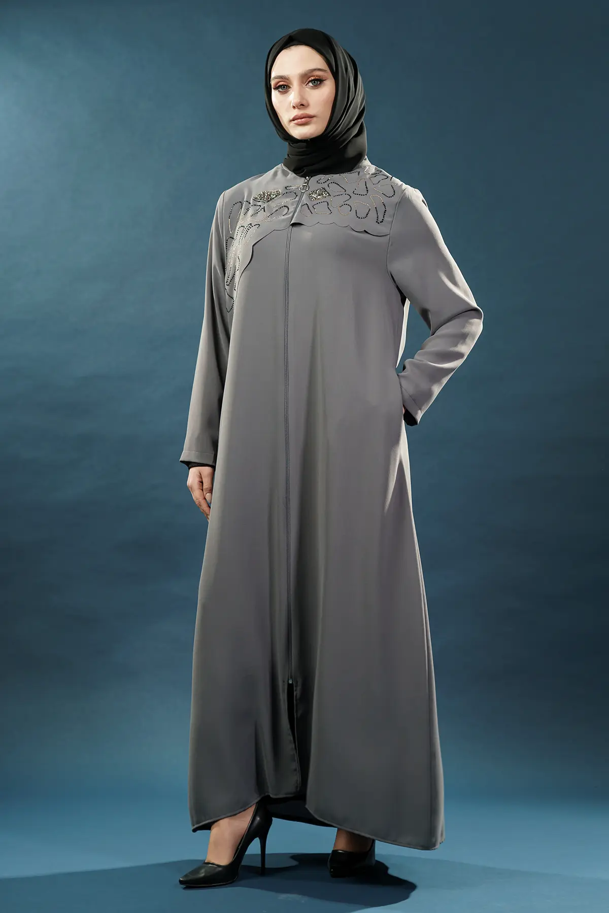 New Grey Abaya-detail
