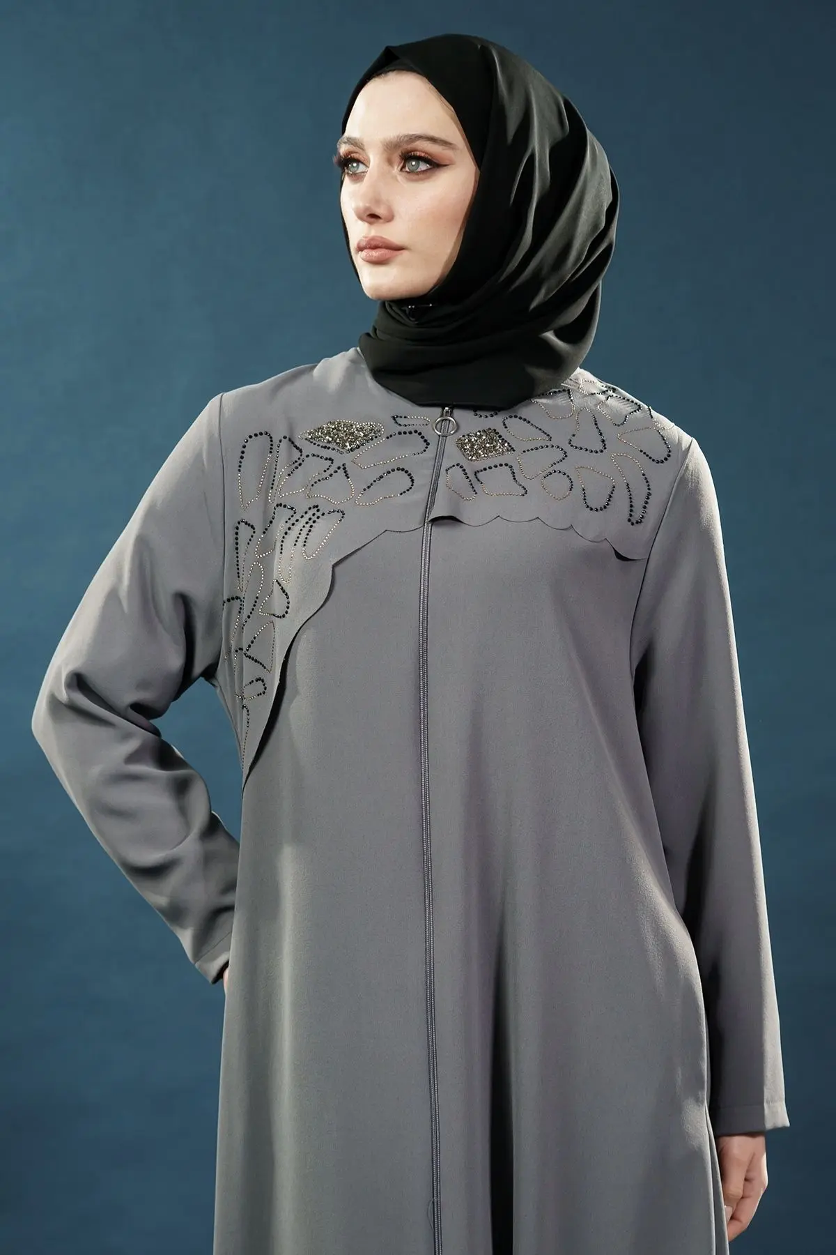 New Grey Abaya-detail