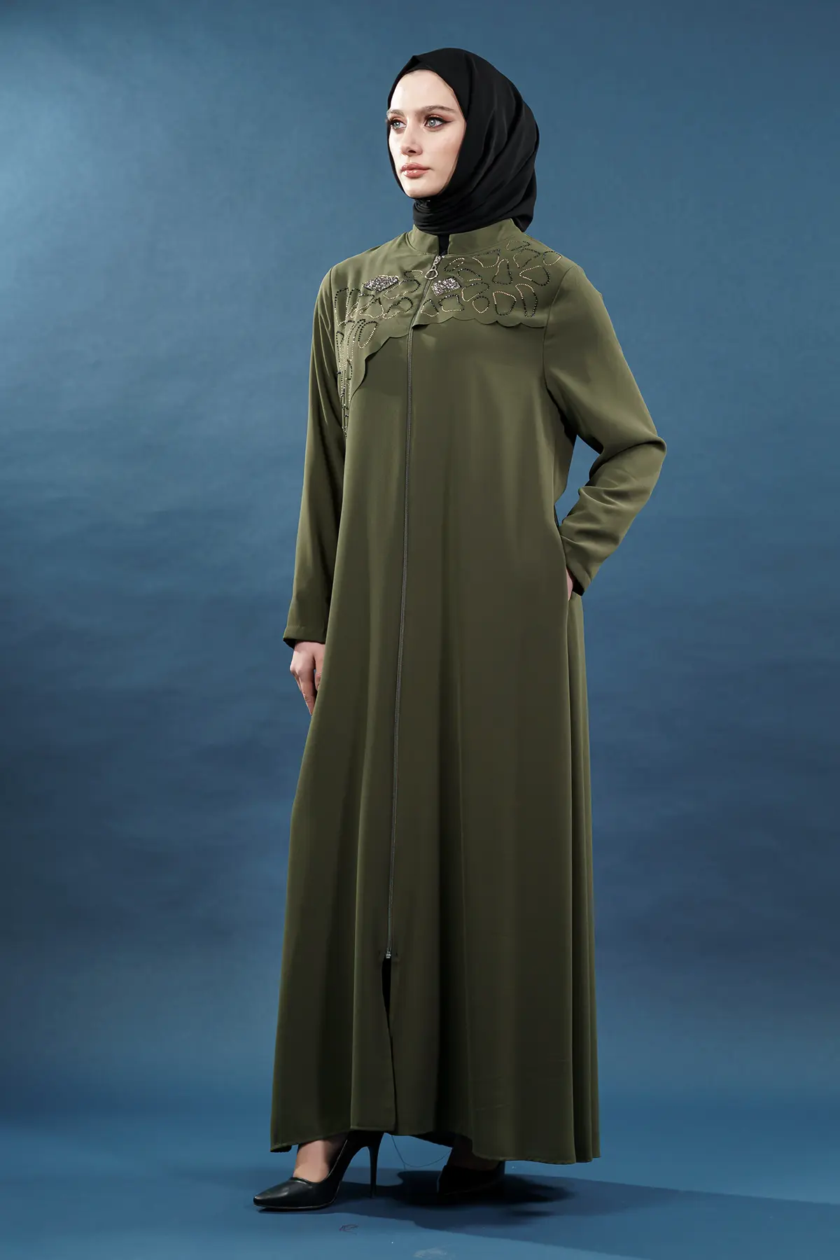 New Khaki Abaya-detail