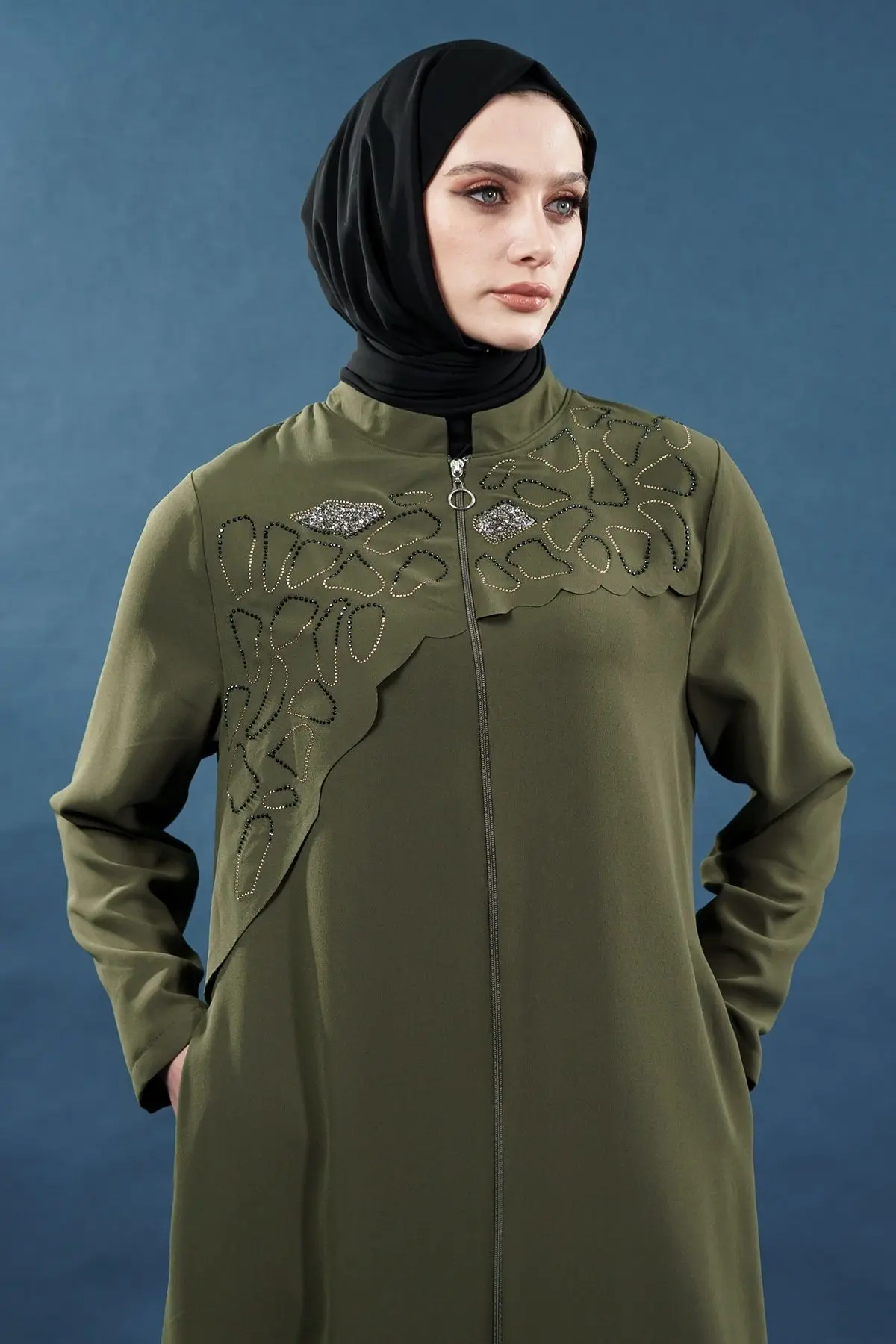 New Khaki Abaya-detail