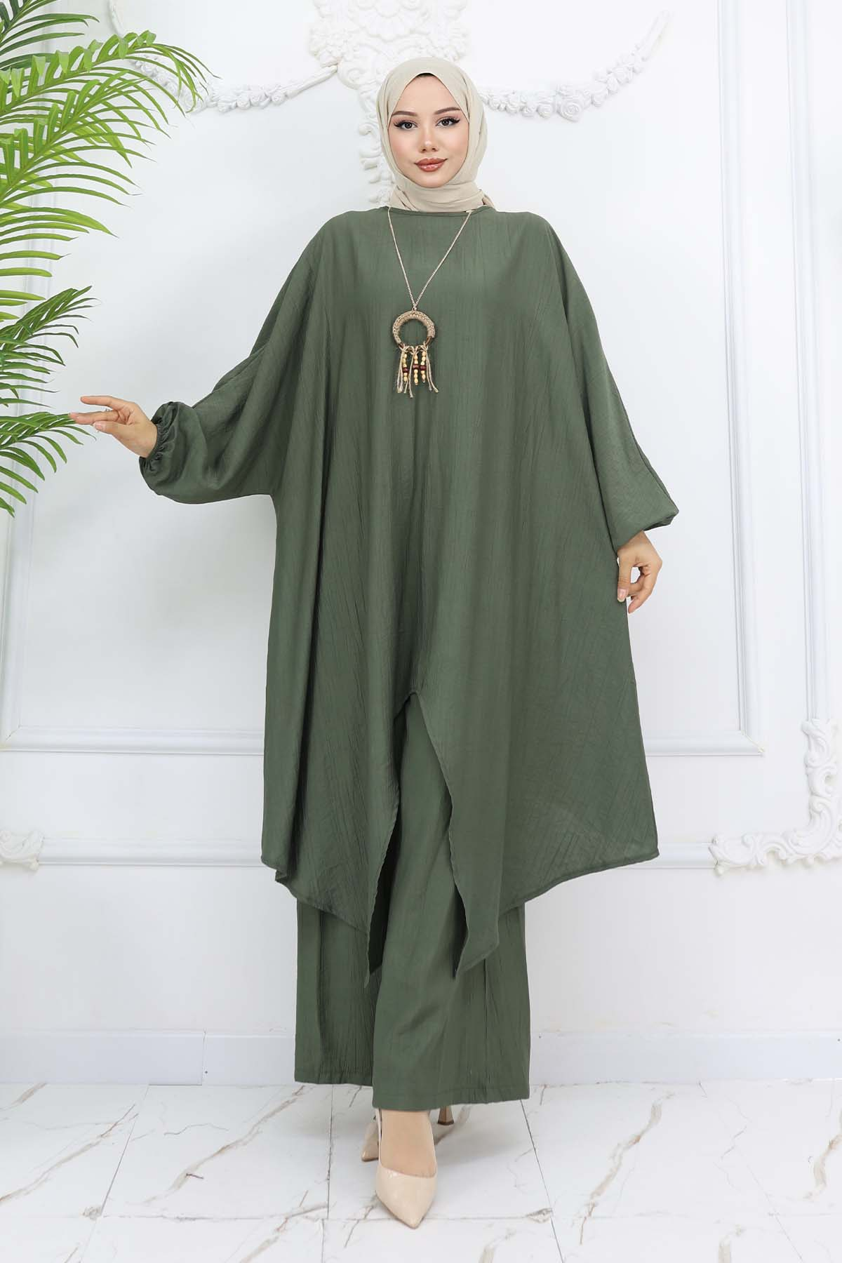 Uzun Tunikli Salaş İkili Takım Haki 4765