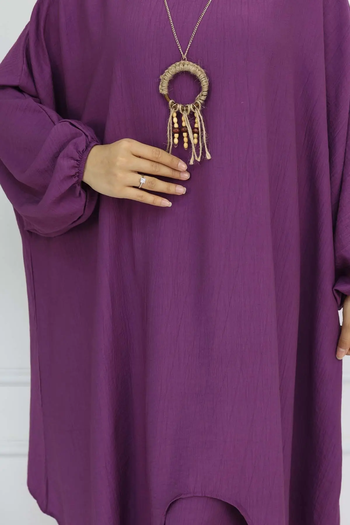 Uzun Tunikli Salaş İkili Takım Mor 4765-detail