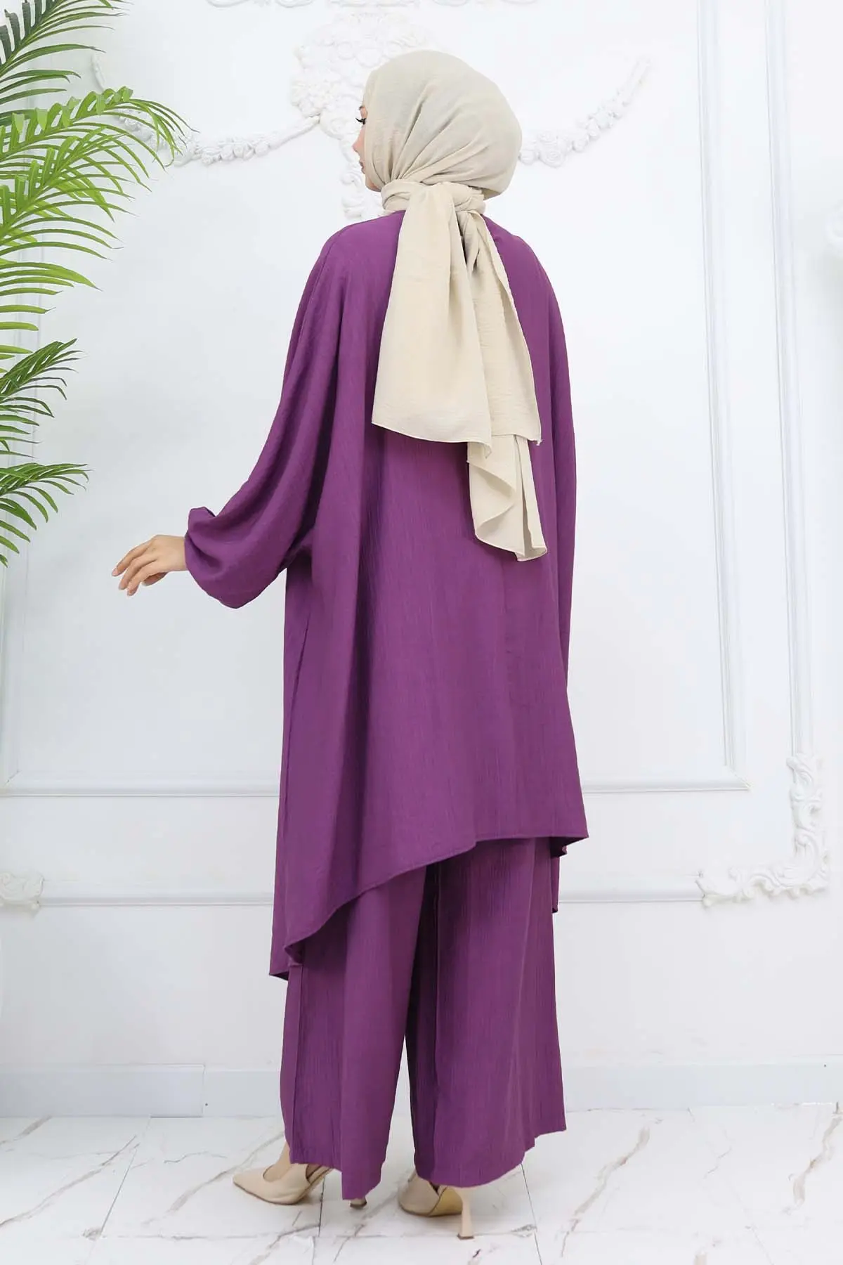 Uzun Tunikli Salaş İkili Takım Mor 4765-detail