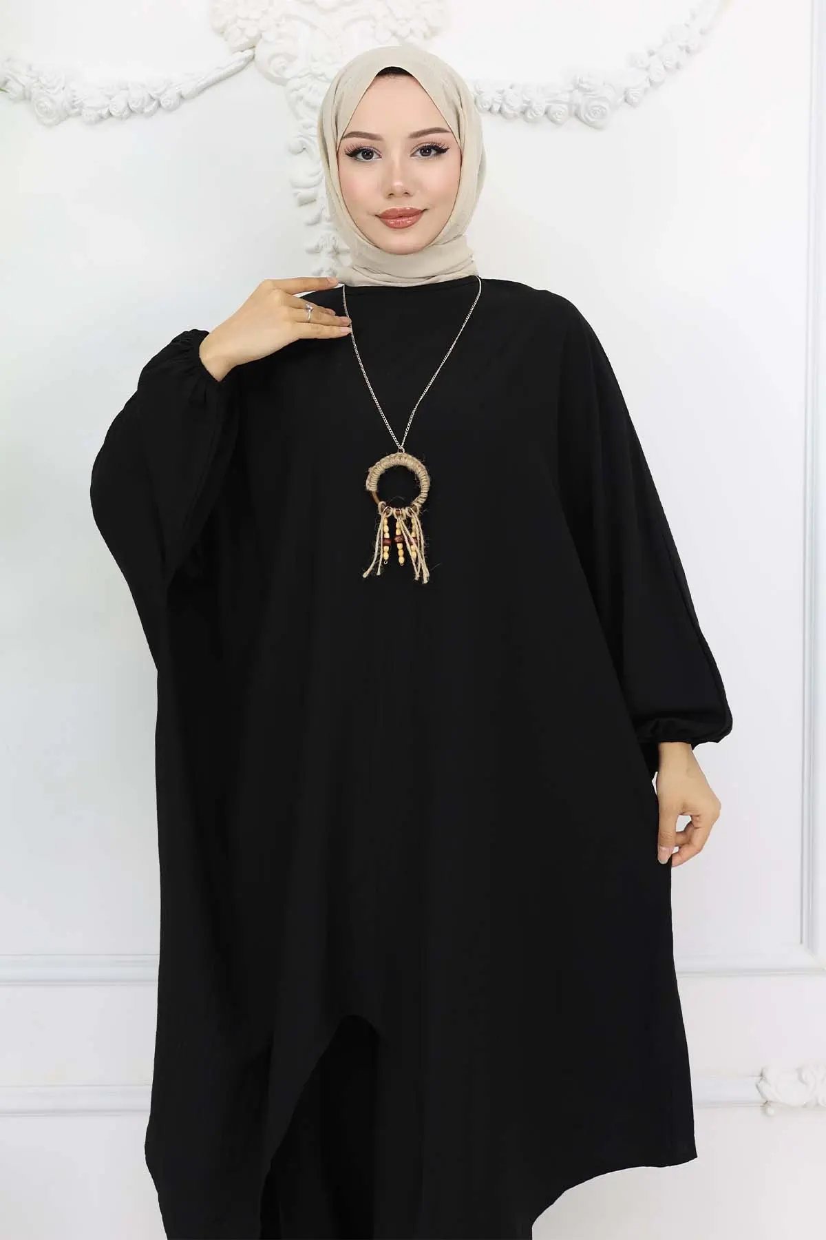 Uzun Tunikli Salaş İkili Takım Siyah 4765-detail