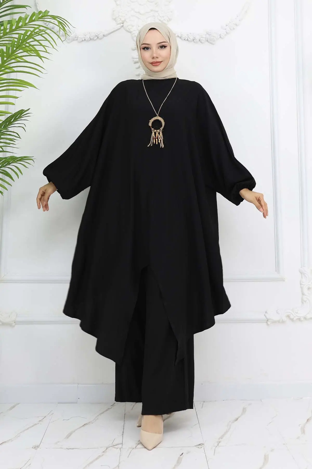 Uzun Tunikli Salaş İkili Takım Siyah 4765-detail