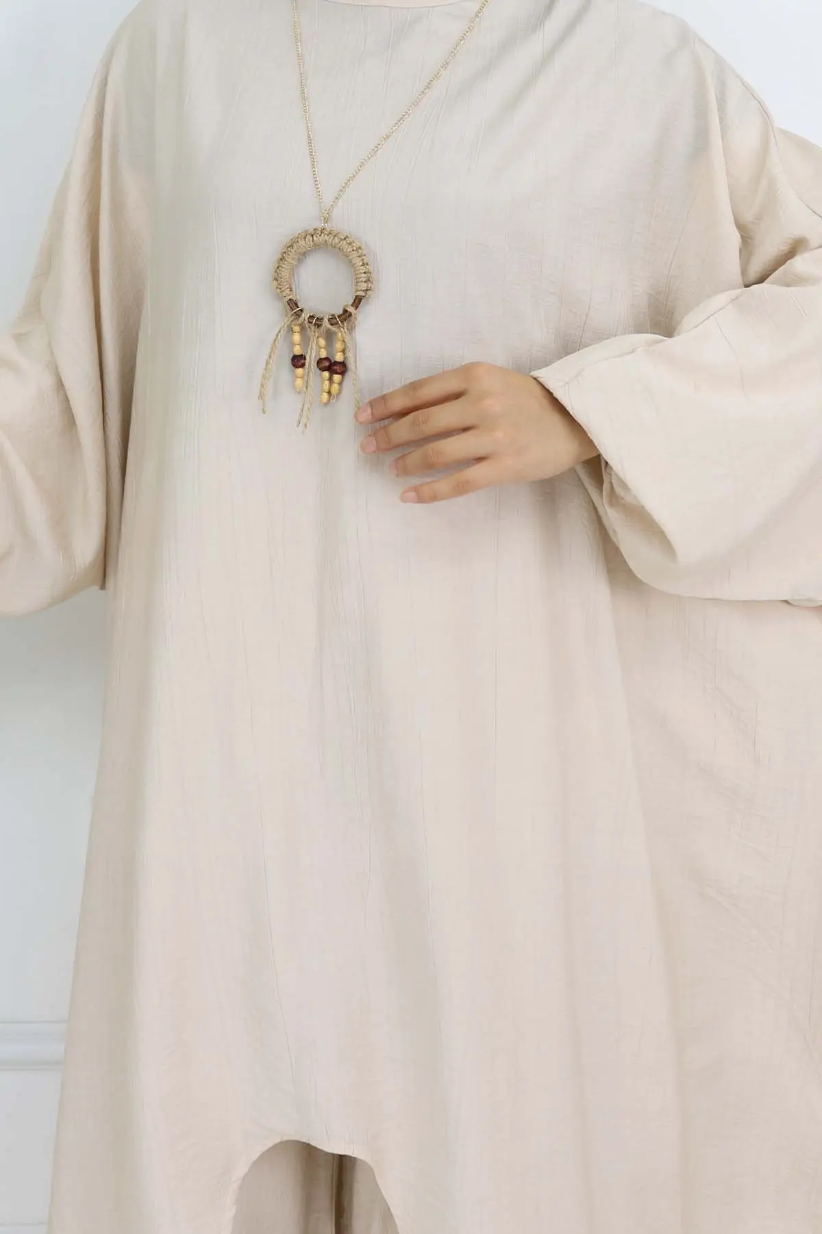 Uzun Tunikli Salaş İkili Takım Taş Rengi 4765-detail