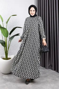 Vera A Pleated Patterned Dress