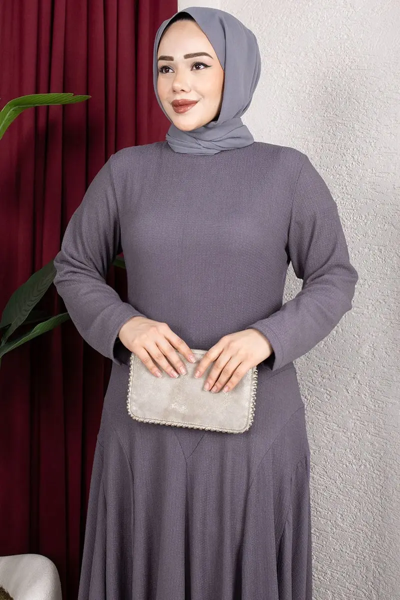 Volan Detaylı Bürümcük Elbise-detail