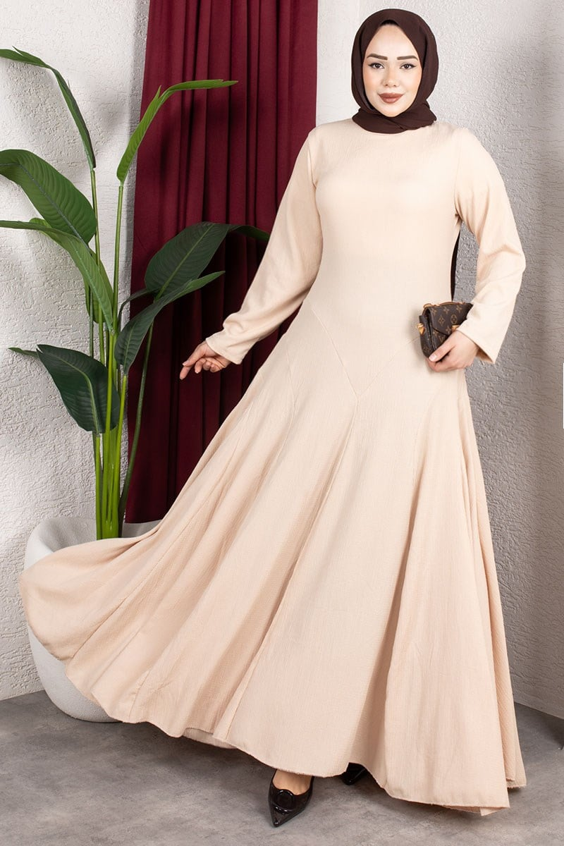 Volan Detaylı Bürümcük Elbise