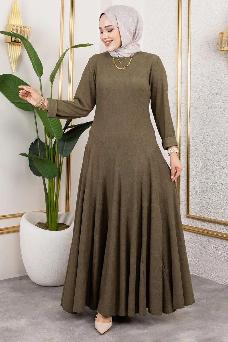 Volan Detaylı Bürümcük Elbise-detail