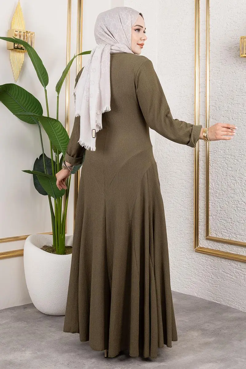 Volan Detaylı Bürümcük Elbise-detail