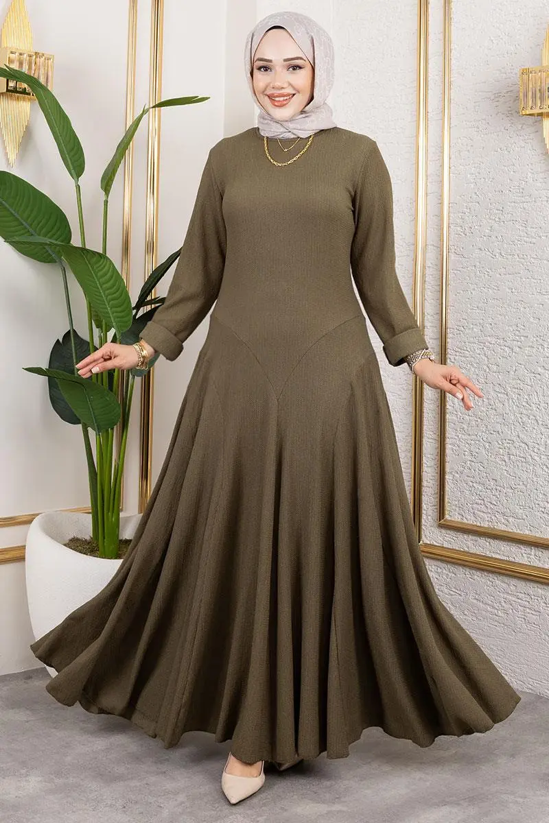 Volan Detaylı Bürümcük Elbise