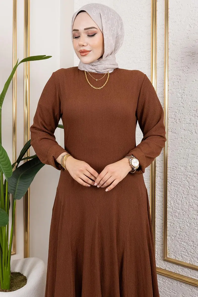 Volan Detaylı Bürümcük Elbise-detail