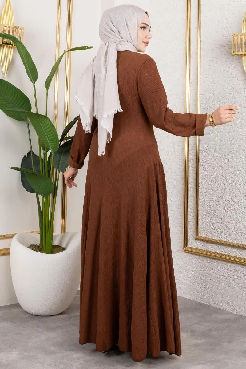 Volan Detaylı Bürümcük Elbise-detail