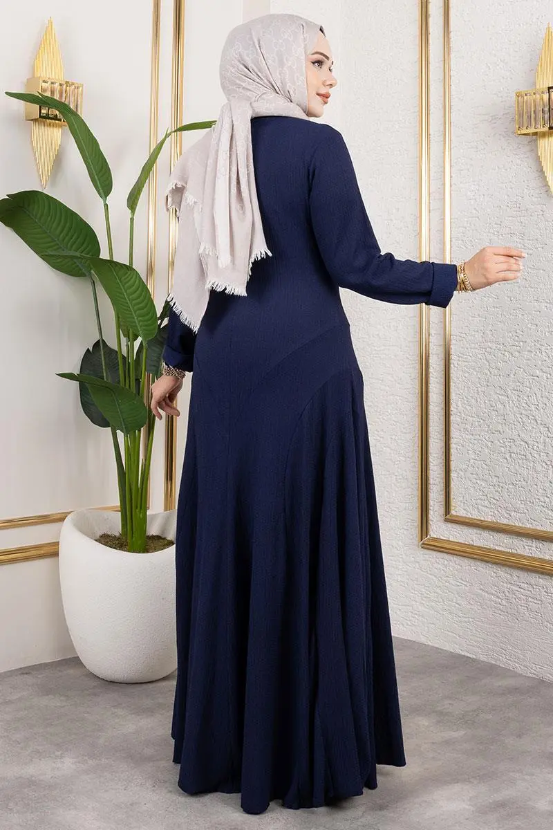 Volan Detaylı Bürümcük Elbise-detail