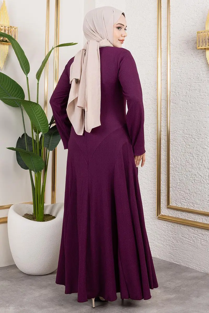 Volan Detaylı Bürümcük Elbise-detail