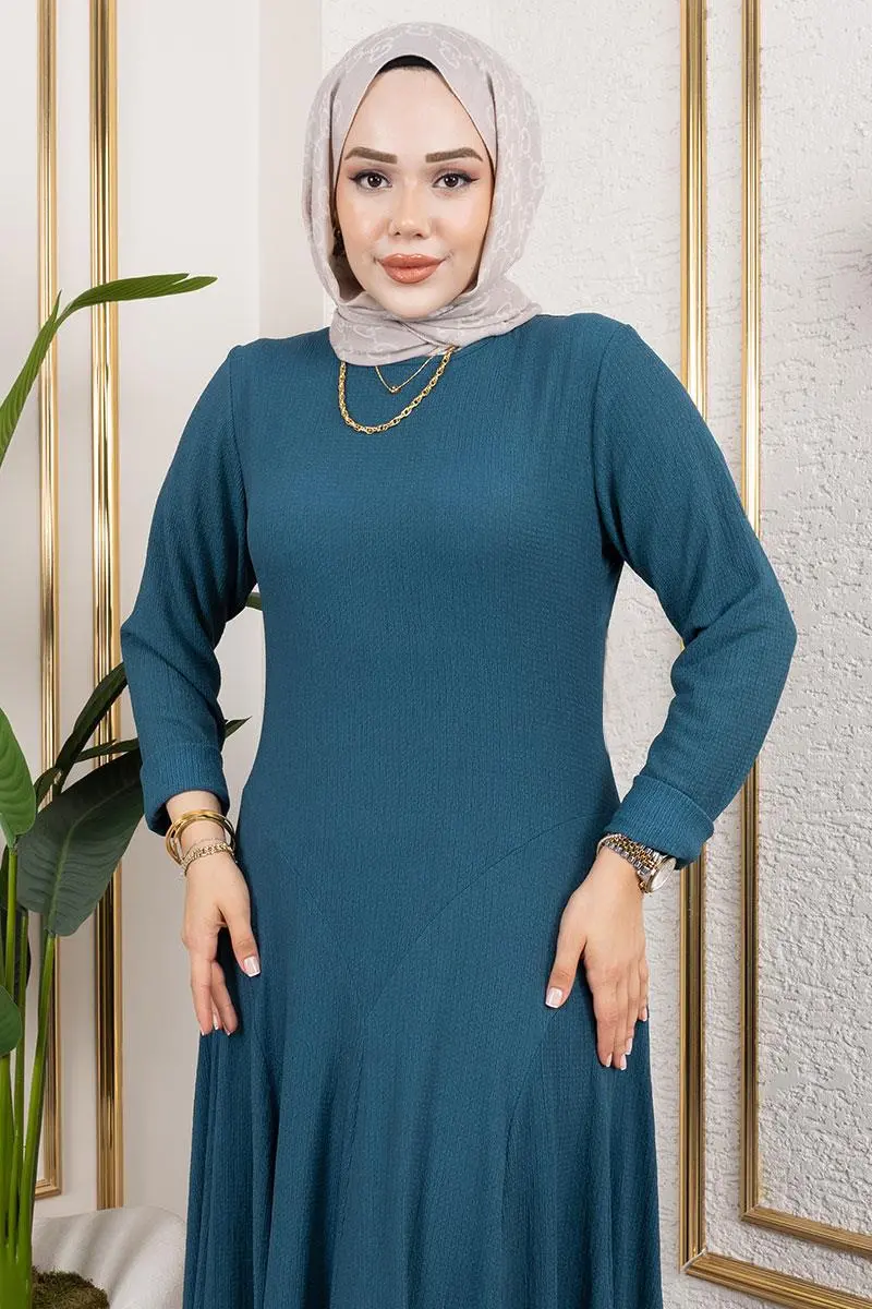 Volan Detaylı Bürümcük Elbise-detail