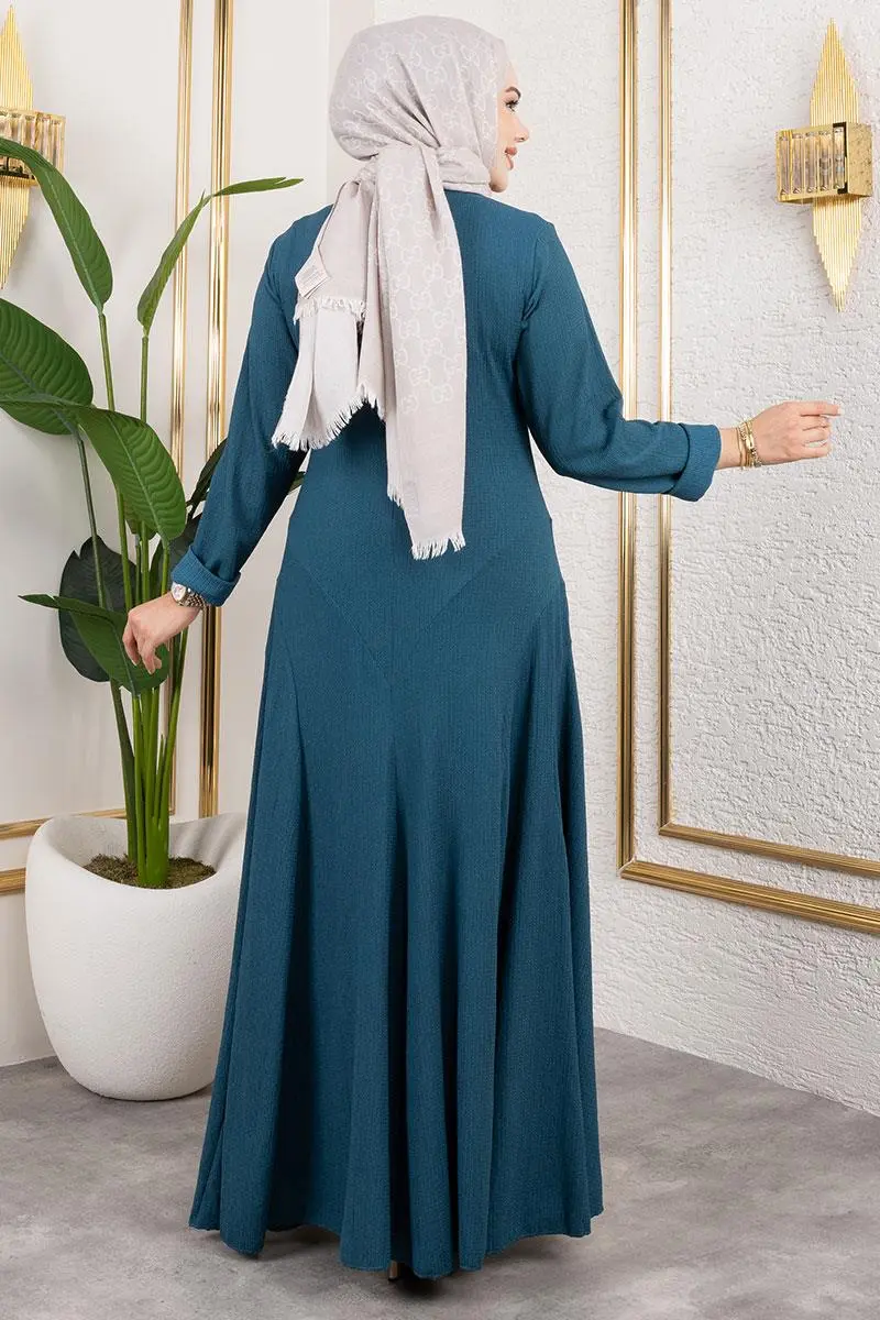 Volan Detaylı Bürümcük Elbise-detail