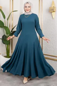 Volan Detaylı Bürümcük Elbise