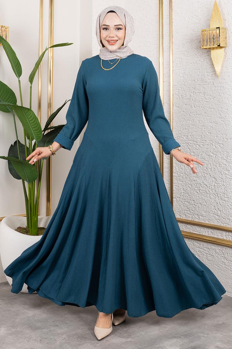 Volan Detaylı Bürümcük Elbise