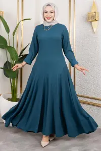 Volan Detaylı Bürümcük Elbise