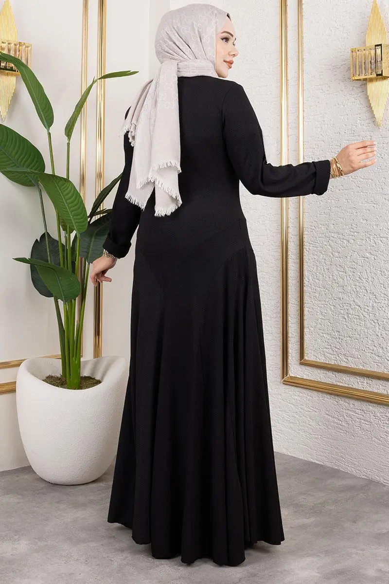 Volan Detaylı Bürümcük Elbise-detail