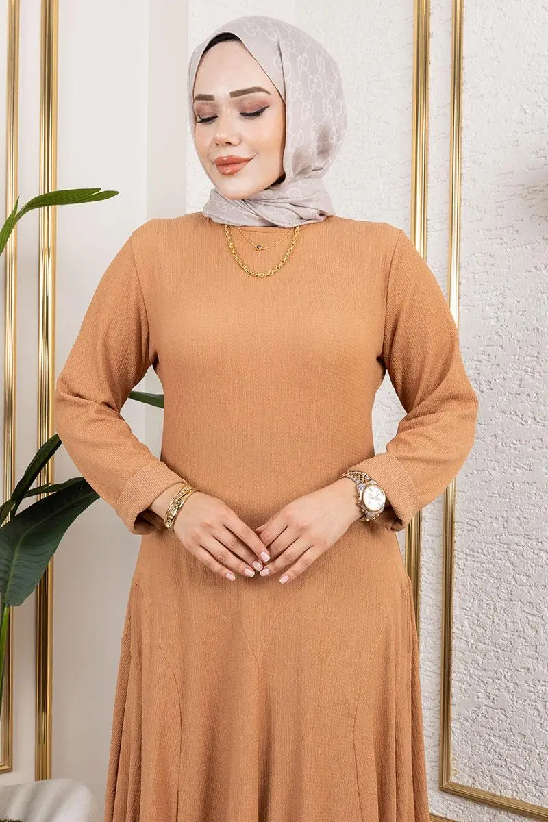 Volan Detaylı Bürümcük Elbise-detail