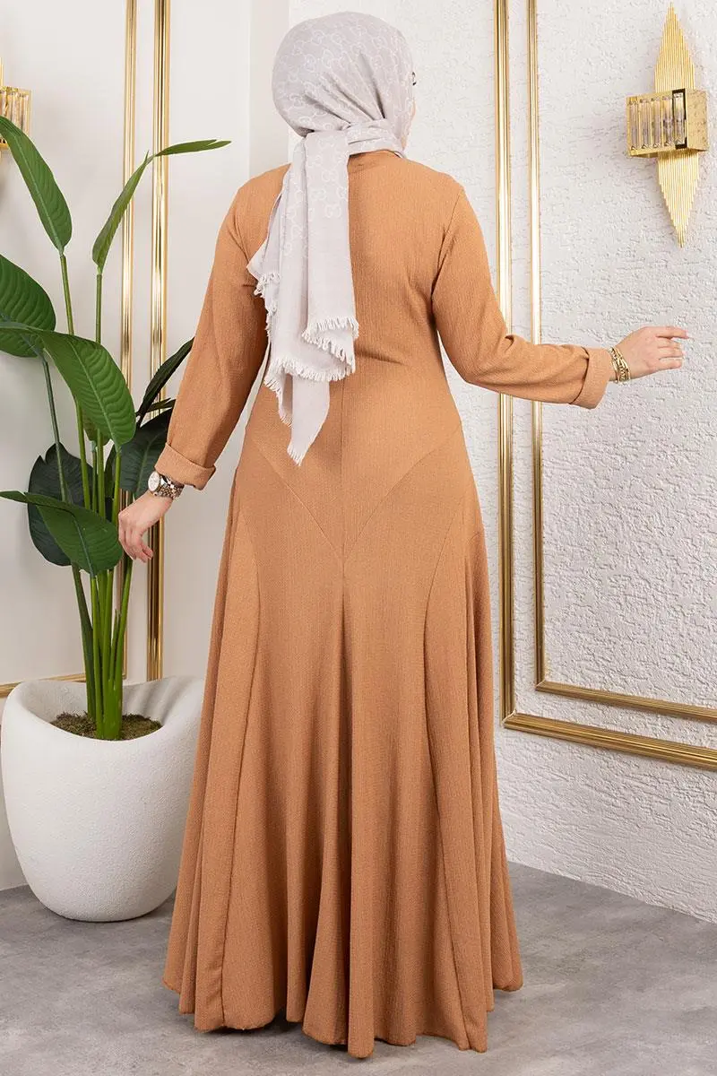 Volan Detaylı Bürümcük Elbise-detail