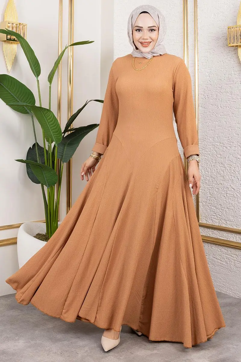 Volan Detaylı Bürümcük Elbise