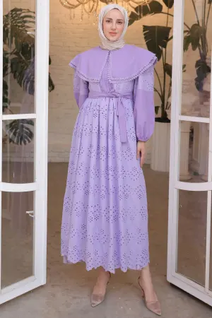 Lace Dress With Collar Detail