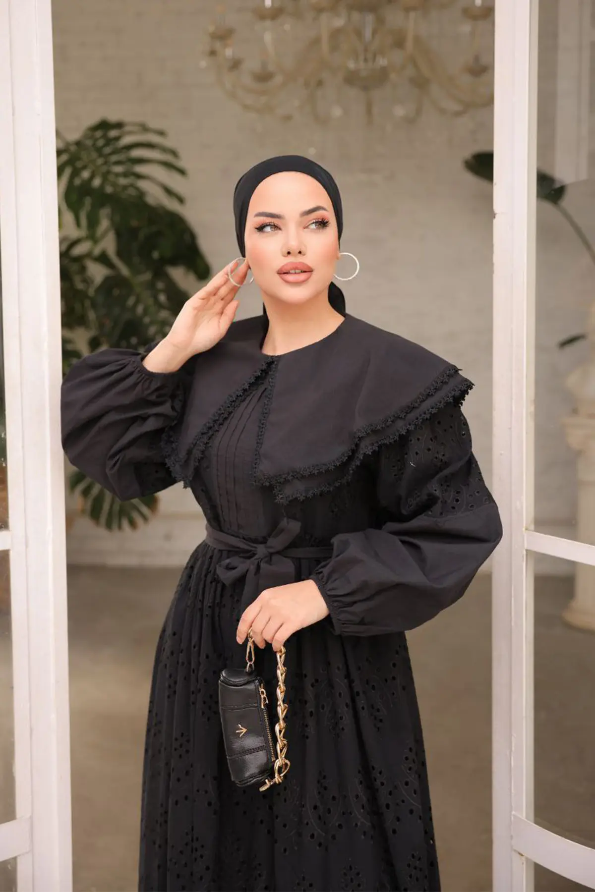 Lace Dress With Collar Detail-detail