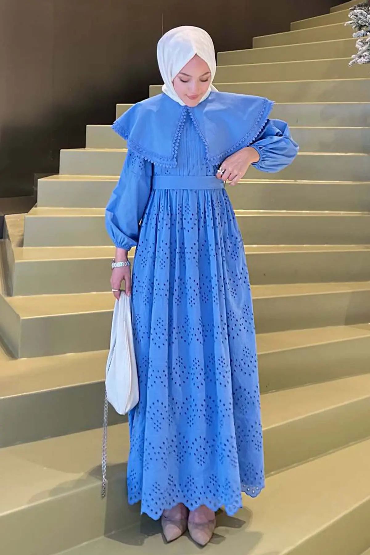 Lace Dress With Collar Detail-detail