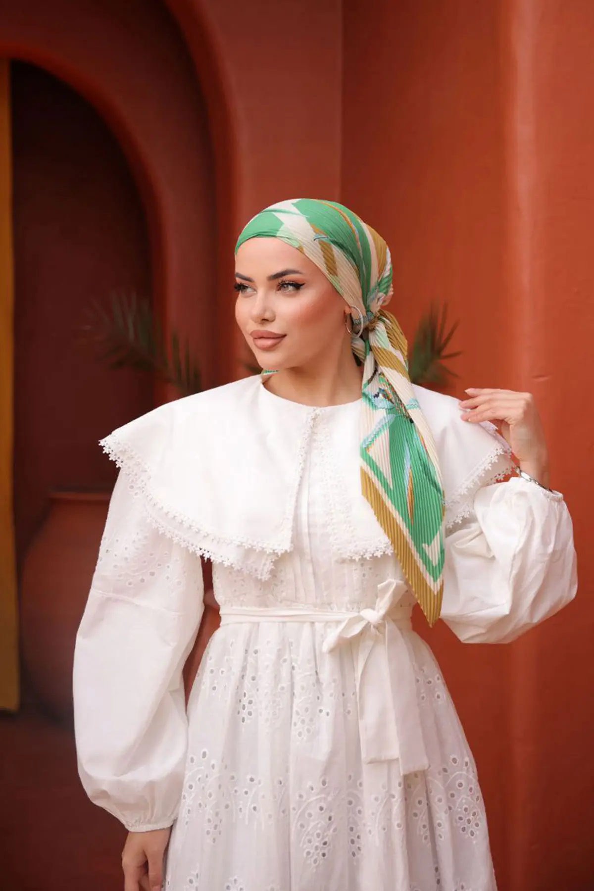 Lace Dress With Collar Detail-detail